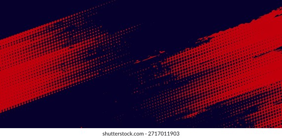 Halftone dots red and blue color pattern gradient grunge texture background. Dot pop art comic sport style vector illustration. grunge vector dots 
