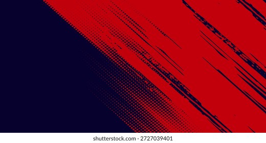 Meio-tom pontos vermelho e azul cor padrão gradiente gradiente textura fundo. Ponto pop art quadrinhos estilo esporte ilustração vetorial. grunge vetores pontos	
