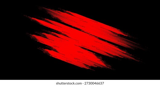 Fondo de textura grunge de gradiente de patrón de color rojo y azul con puntos de semitono. Ilustración vectorial de estilo deportivo de cómic de arte pop de punto. 