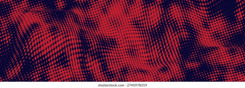 Halftone dots red and blue color pattern gradient grunge texture background. Dot pop art comic sport style vector illustration. grunge vector dots