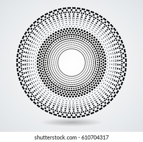 Halftone Dots . Round Logo . Vector Circles .