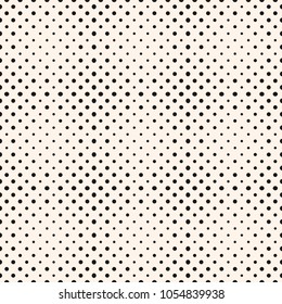 Halftone dots seamless pattern. Abstract vector dotted geometric texture with different sized circles. Monochrome repeat background, gradient transition effect. Design for prints, digital, web, covers