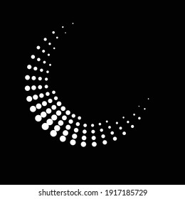 Halftone dots in Semi Circle Form .  Vector Illustration .Technology round. Moon Logo . Design element . Abstract Geometric shape .