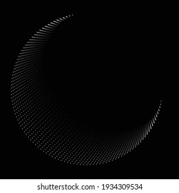 Halftone Dots In Semi Circle Form .  Vector Illustration .Technology Round. Moon Logo . Design Element . Abstract Geometric Shape . Letter C .