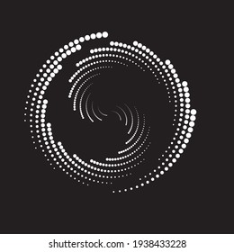 Halftone dots in Semi Circle Form .  Vector Illustration .Technology round. Moon Logo . Design element . Abstract Geometric shape .