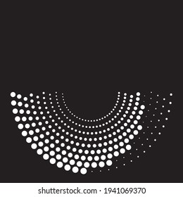 Halftone dots in Semi Circle Form .  Vector Illustration .Technology round. Moon Logo . Design element . Abstract Geometric shape .