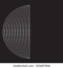 Halftone dots in Semi Circle Form .  Vector Illustration .Technology round. Moon Logo . Design element . Abstract Geometric shape . 