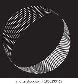 Halftone dots in Semi Circle Form .  Vector Illustration .Technology round. Moon Logo . Design element . Abstract Geometric shape .