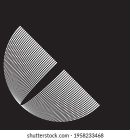 Halftone dots in Semi Circle Form .  Vector Illustration .Technology round. Moon Logo . Design element . Abstract Geometric shape .