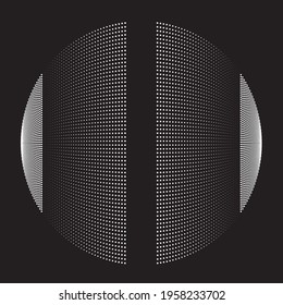 Halftone dots in Semi Circle Form .  Vector Illustration .Technology round. Moon Logo . Design element . Abstract Geometric shape .