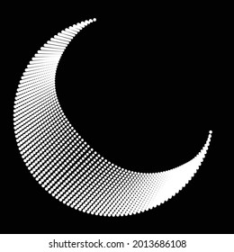 Halftone dots in Semi Circle Form .  Vector Illustration .Technology round. Moon Logo . Design element . Abstract Geometric shape . letter c .