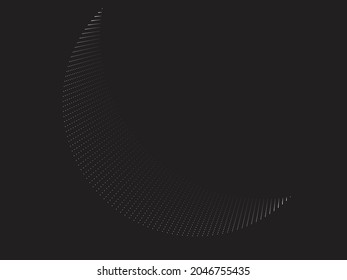 Halftone dots in Semi Circle Form .  Vector Illustration .Technology round. Moon Logo . Design element . Abstract Geometric shape . letter c .