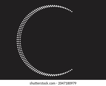 Halftone dots in Semi Circle Form .  Vector Illustration .Technology round. Moon Logo . Design element . Abstract Geometric shape . letter c .