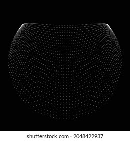 Halftone dots in Semi Circle Form .  Vector Illustration .Technology round. Moon Logo . Design element . Abstract Geometric shape .