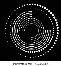 Halftone dots in Semi Circle Form .  Vector Illustration .Technology round. Moon Logo . Design element . Abstract Geometric shape .