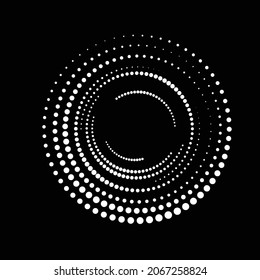 Halftone Punkte in Semi Circle Form .  Vektorgrafik .Technology. Moon Logo . Design-Element. Abstrakte Geometrische Form.