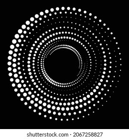 Halftone Dots In Semi Circle Form .  Vector Illustration .Technology Round. Moon Logo . Design Element . Abstract Geometric Shape .