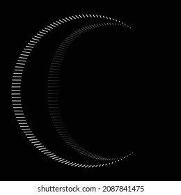 Halftone dots in Semi Circle Form .  Vector Illustration .Technology round. Moon Logo . Design element . Abstract Geometric shape . letter c .