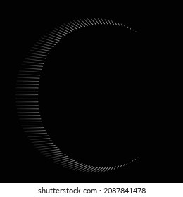 Halftone dots in Semi Circle Form .  Vector Illustration .Technology round. Moon Logo . Design element . Abstract Geometric shape . letter c .