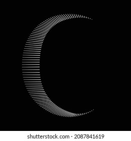 Halftone dots in Semi Circle Form .  Vector Illustration .Technology round. Moon Logo . Design element . Abstract Geometric shape . letter c .