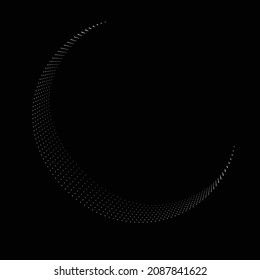 Halftone dots in Semi Circle Form .  Vector Illustration .Technology round. Moon Logo . Design element . Abstract Geometric shape . letter c .
