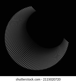 Halftone dots in Semi Circle Form .  Vector Illustration .Technology round. Moon Logo . Design element . Abstract Geometric shape . letter c .