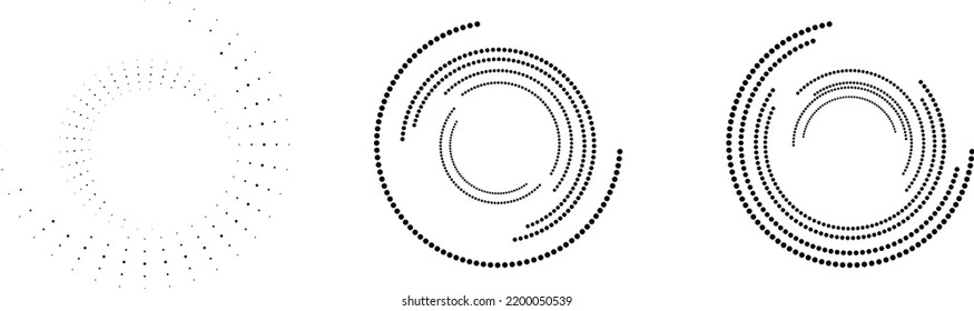 Halftone dots in Semi Circle Form .  Vector Illustration .Technology round. Moon Logo . Design element . Abstract Geometric shape .