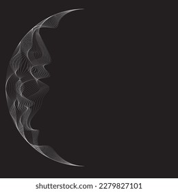 Halftone dots in Semi Circle Form .  Vector Illustration .Technology round. Moon Logo . Design element . Abstract Geometric shape . letter c .