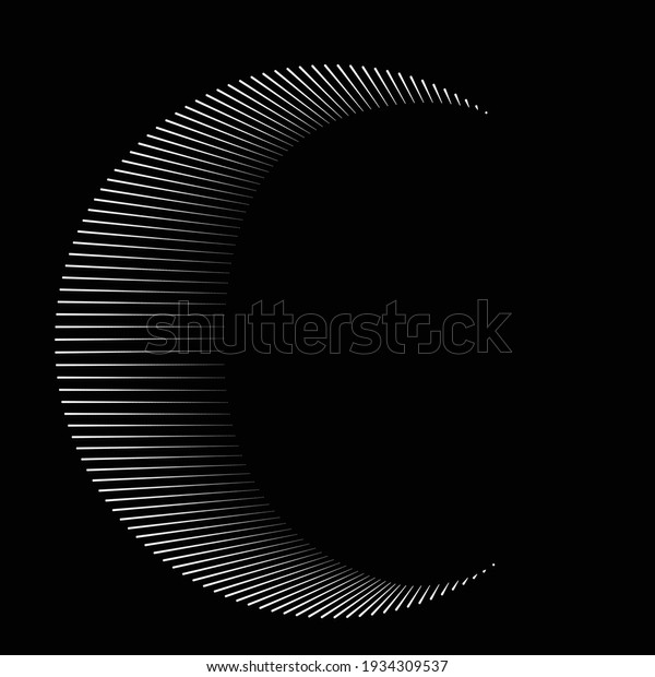 Halftone dots in Semi Circle Form .  Vector\
Illustration .Technology round. Moon Logo . Design element .\
Abstract Geometric shape . letter c\
.