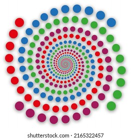 Halftone dots in the shape of a circle colored  round logo. Vector