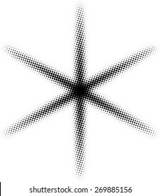 Halftone Dots Sparkle . Vector Star Icon Logo .