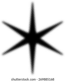 Halftone Dots Sparkle . Vector Star Icon Logo 