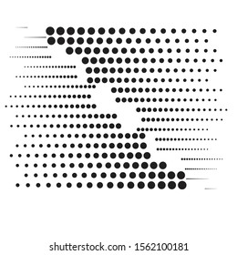 Halftone dots in Speed Lines Form . Vector Illustration .Technology  Logo . Design element . Abstract Geometric shape . 