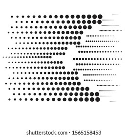 Halftone dots in Speed Lines Form . Vector Illustration .Technology  Logo . Design element . Abstract Geometric shape . 