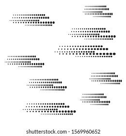 Halftone dots in Speed Lines Form . Vector Illustration .Technology  Logo . Design element . Abstract Geometric shape . 