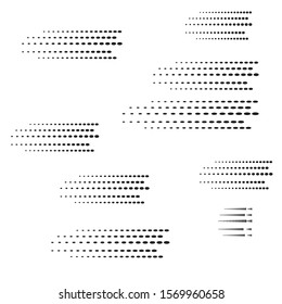 Halftone dots in Speed Lines Form . Vector Illustration .Technology  Logo . Design element . Abstract Geometric shape . 