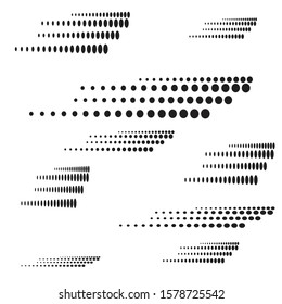 Halftone dots in Speed Lines Form . Vector Illustration .Technology  Logo . Design element . Abstract Geometric shape . 
