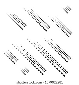 Halftone dots in Speed Lines Form . Vector Illustration .Technology  Logo . Design element . Abstract Geometric shape . 