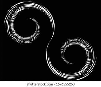 Halftone dots in Speed Lines Form . Vector Illustration .Technology Logo . Design element . Abstract Geometric shape