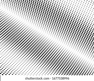 Halftone dots in Speed Lines Form . Vector Illustration .Technology Logo . Design element . Abstract Geometric shape