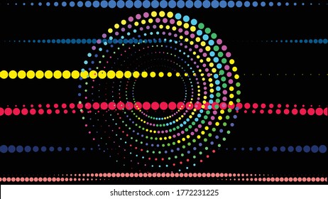 Halftone dots in Speed Lines Form . Vector Illustration .Technology  Logo . Design element . Abstract Geometric shape . 