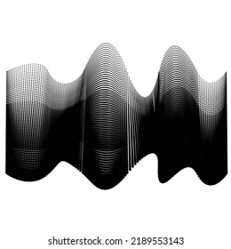 Halftone dots in Speed Lines Form . Vector Illustration .Technology Logo . Design element . Abstract Geometric shape . 