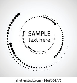 Halftone dots in spiral form. round logo . vector dotted frame . design element