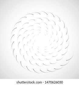 Halftone dots in spiral form. round logo . vector dotted frame . design element