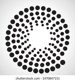 Halftone dots in spiral form. round logo . vector dotted frame . design element