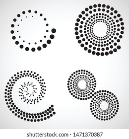 Halftone dots in spiral form. round logo . vector dotted frame . design element