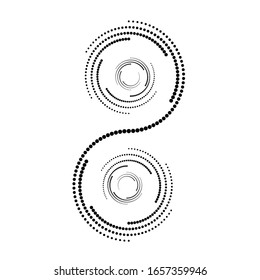 Halftone dots in spiral form. round logo . vector dotted frame . design element