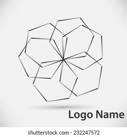 Halftone Dots in Spiral Form. Vector Logo Design Template. Vector illustration.