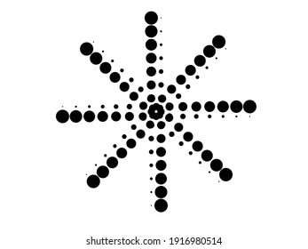 Los puntos de semitono en forma de estrella. logotipo redondo. cuadro de puntos vectoriales. elemento de diseño