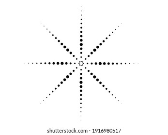 Halftone dots in star form. round logo . vector dotted frame . design element